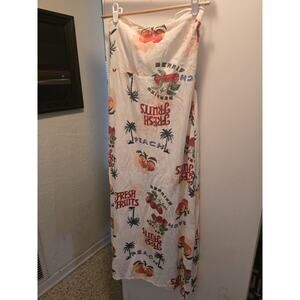 Paper Heart Dress Womens Large White Fruit Print Sundress Strapless Maxi event